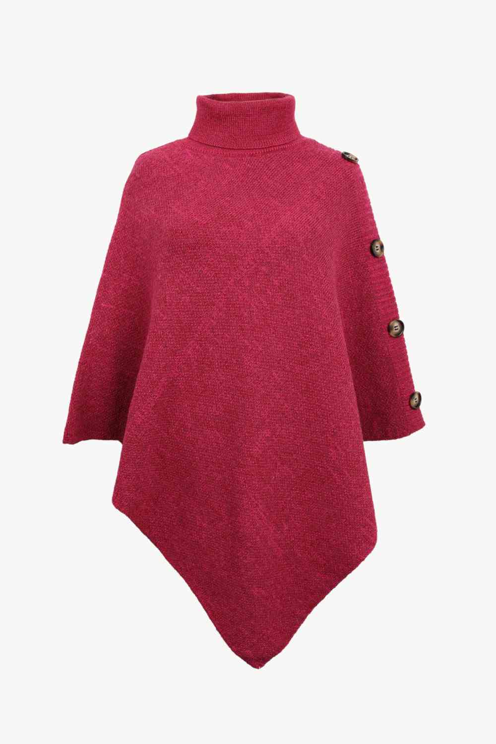 Turtleneck Buttoned Poncho - TRENDMELO