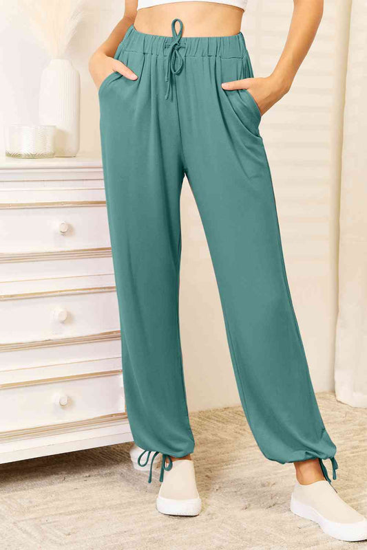 Basic Bae Full Size Soft Rayon Drawstring Waist Pants with Pockets - TRENDMELO