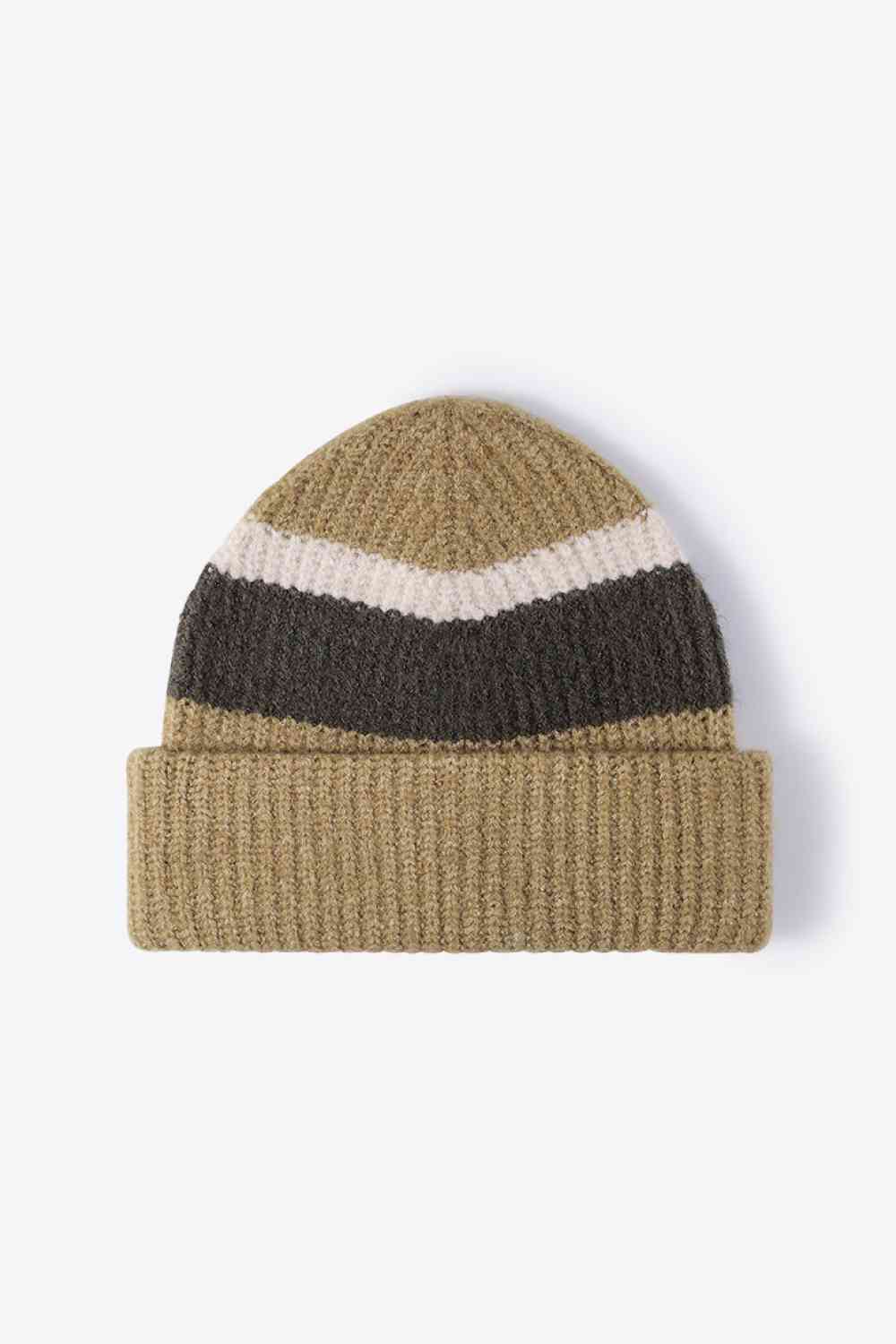 Tricolor Cuffed Knit Beanie - TRENDMELO