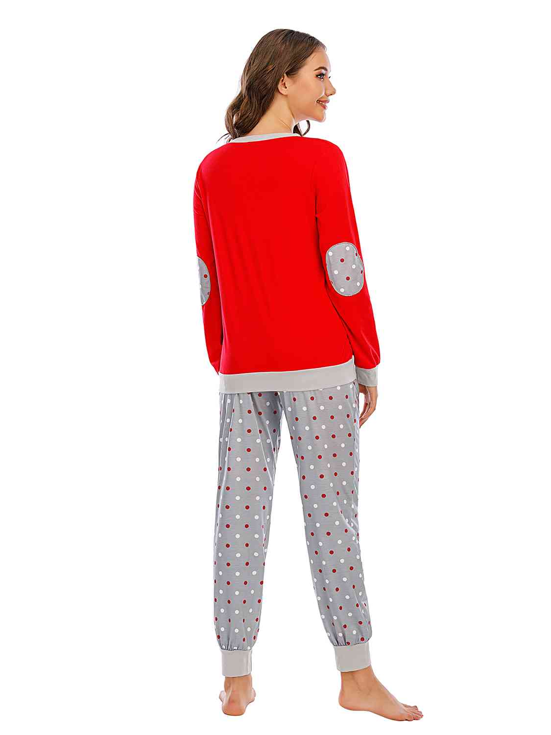 Long Sleeve Top and Polka Dot Pants Set - TRENDMELO