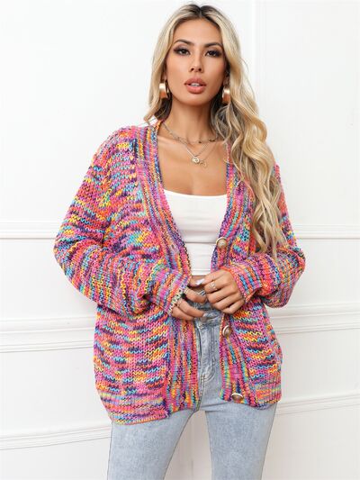 Button Up Dropped Shoulder Cardigan - TRENDMELO