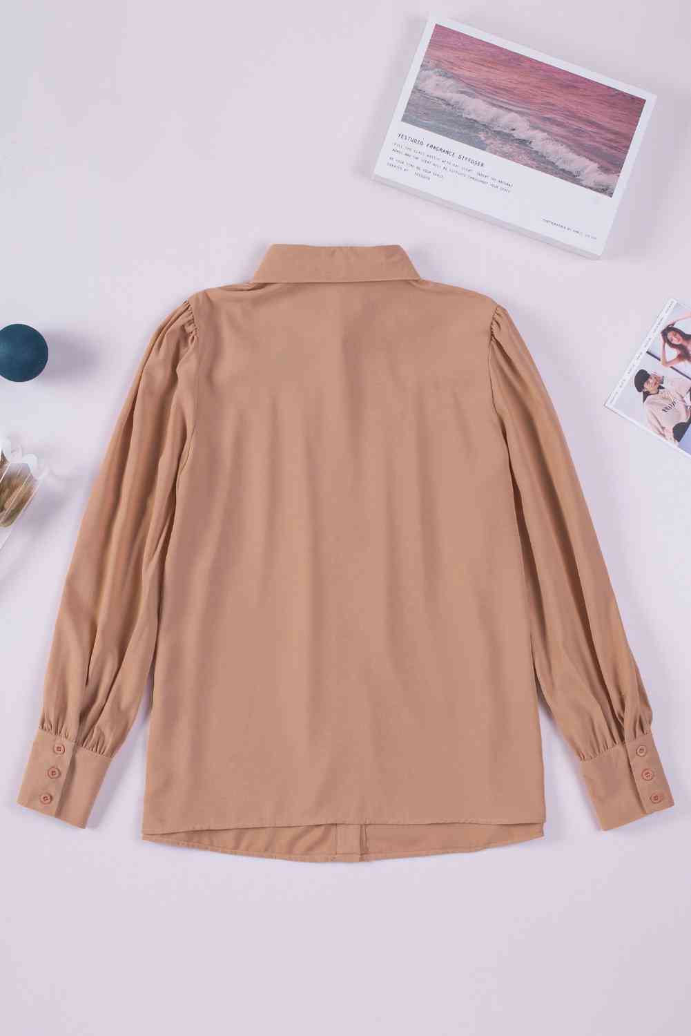 Gathered Detail Puff Sleeve Shirt - TRENDMELO