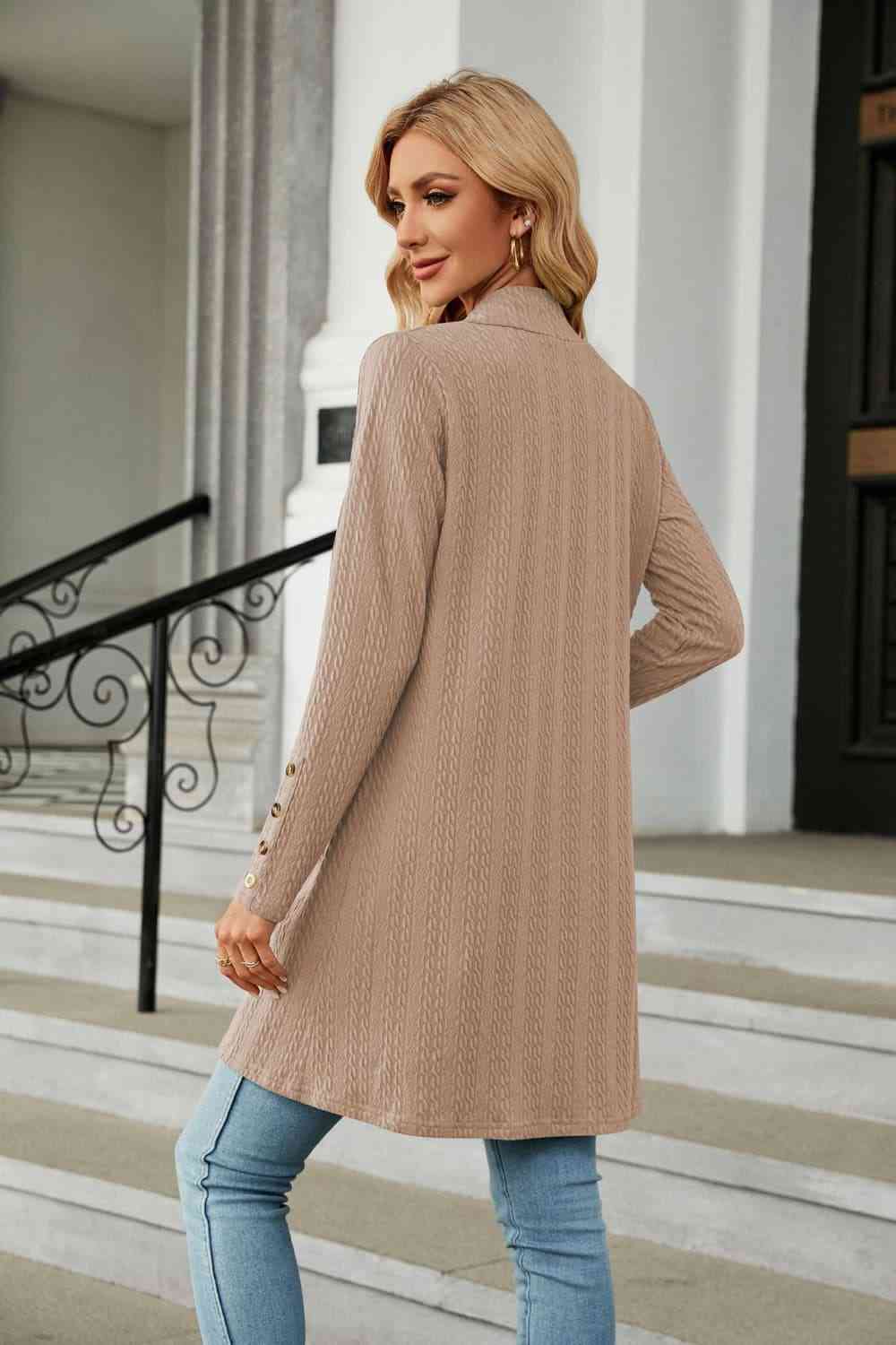 Long Sleeve Open Front Cardigan - TRENDMELO