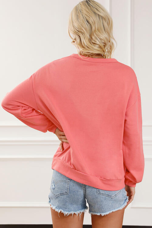 Color Block Round Neck Sweatshirt with Pocket - TRENDMELO