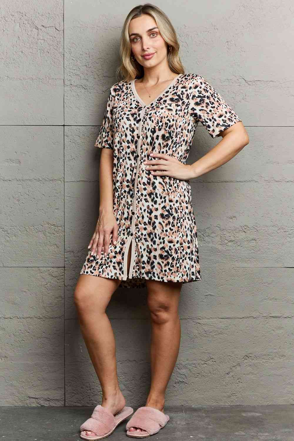 MOON NITE Quilted Quivers Button Down Sleepwear Dress - TRENDMELO