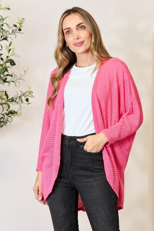 Heimish Full Size Open Front Long Sleeve Cardigan - TRENDMELO