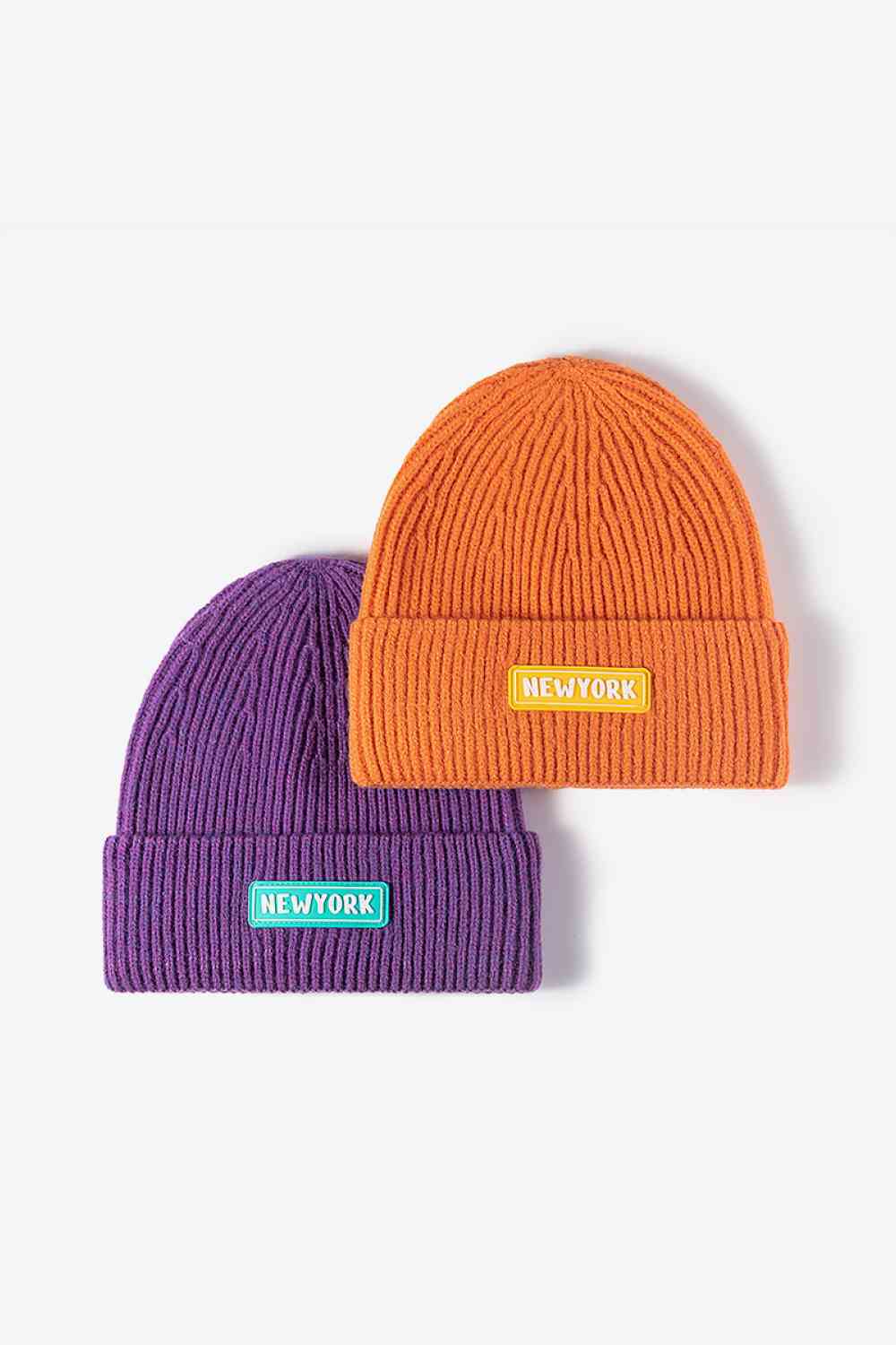 NEWYORK Patch Rib-Knit Cuffed Beanie - TRENDMELO