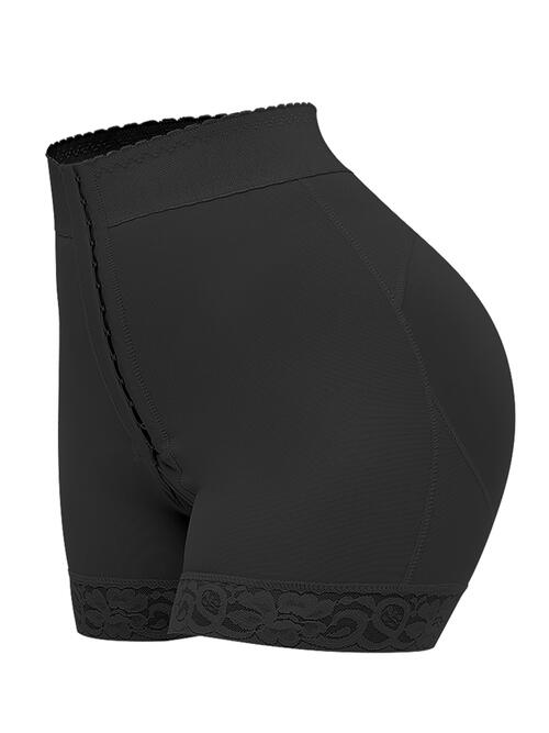 Full Size Lace Detail Hook-and-Eye Shaping Shorts - TRENDMELO