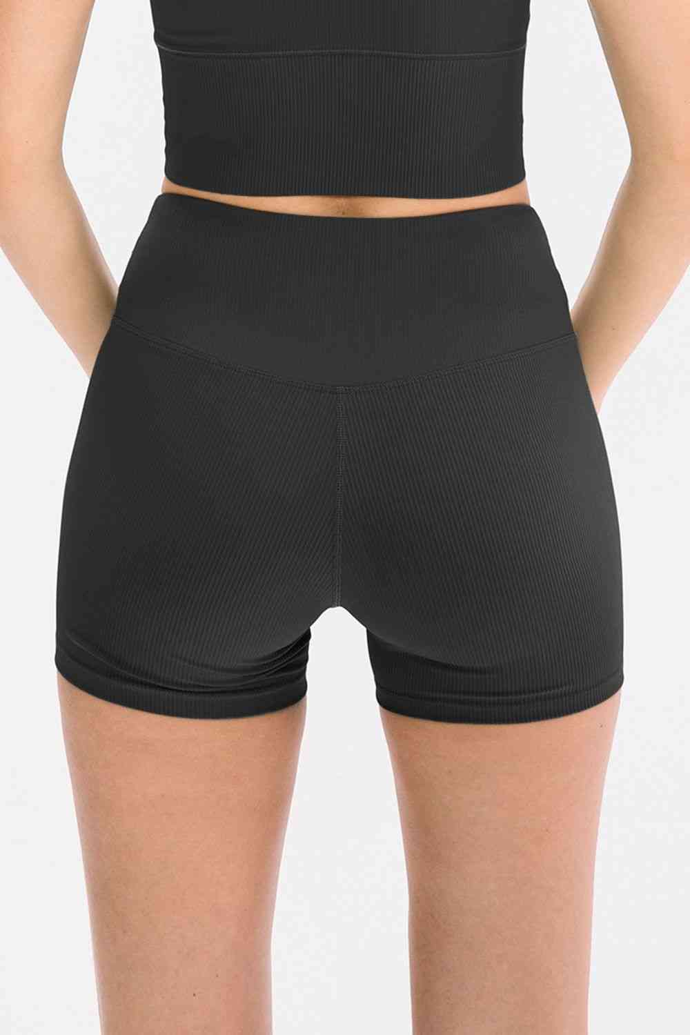 Slim Fit Wide Waistband Sports Shorts - TRENDMELO