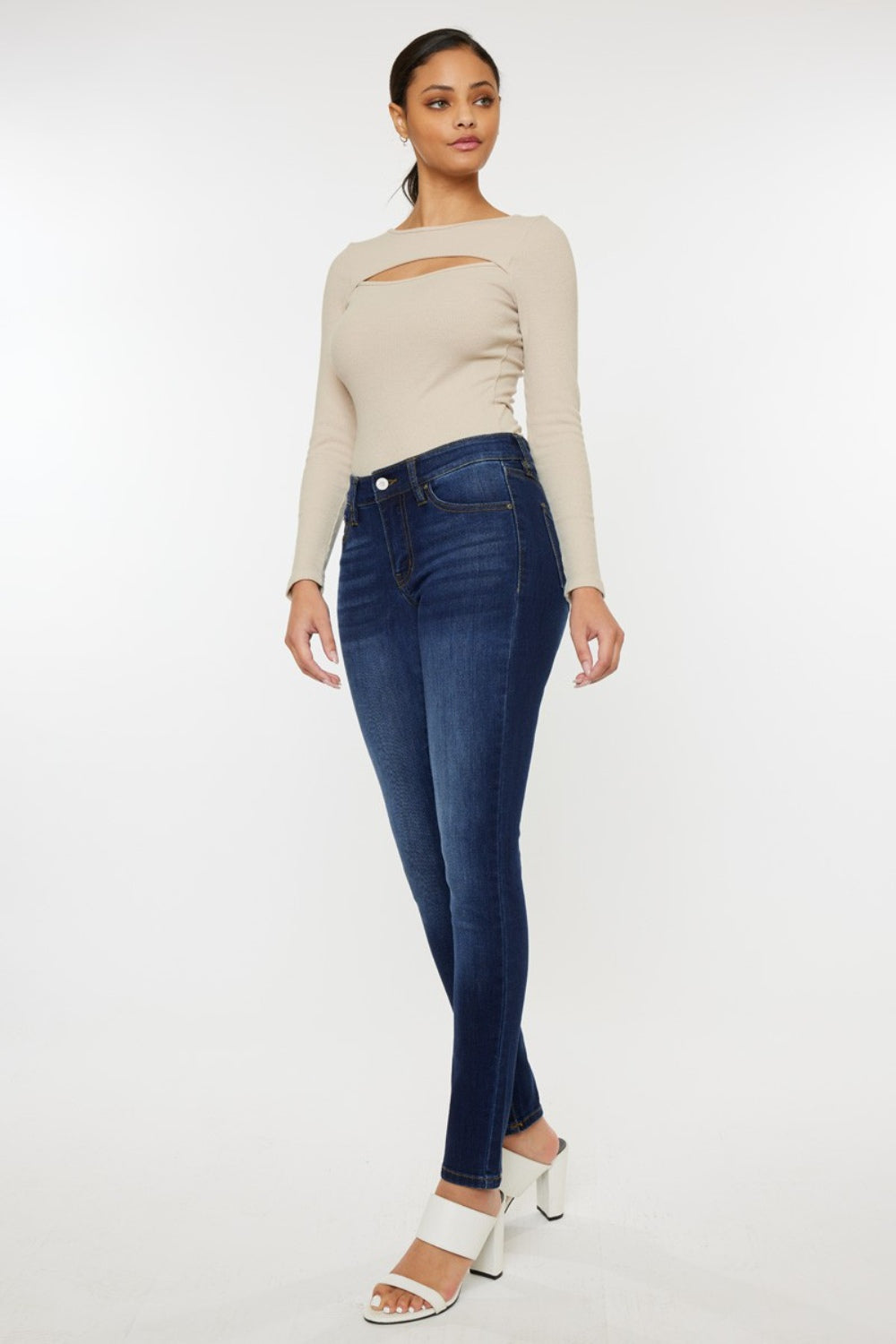 Kancan Mid Rise Gradient Skinny Jeans - TRENDMELO