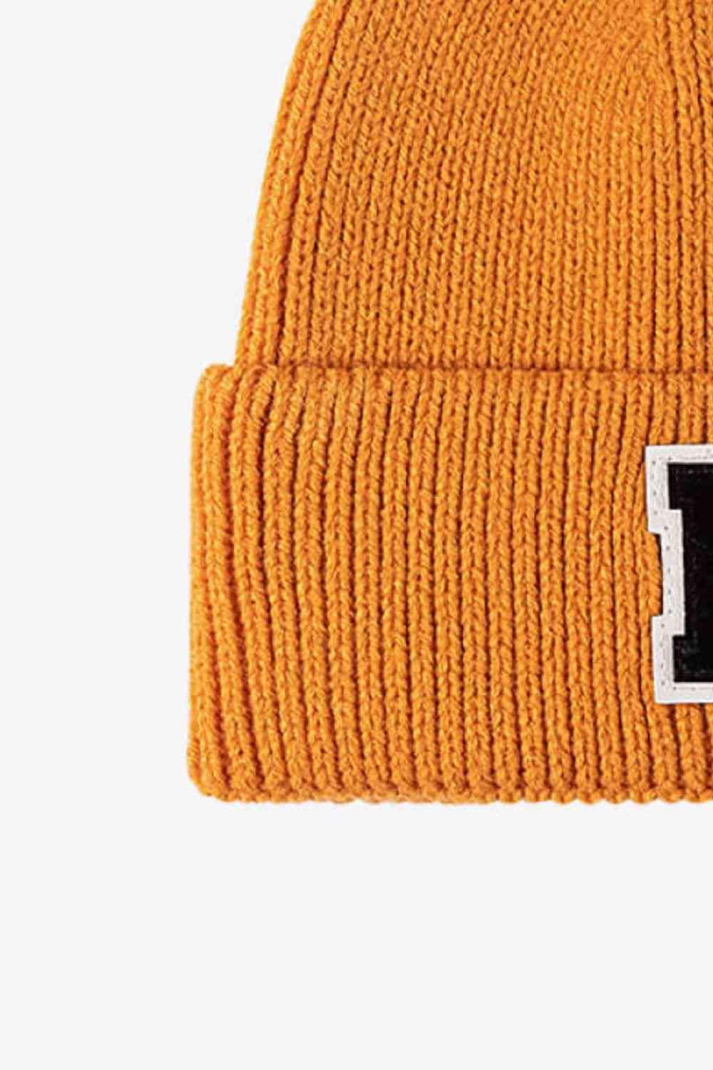 Letter Patch Cuffed Knit Beanie - TRENDMELO