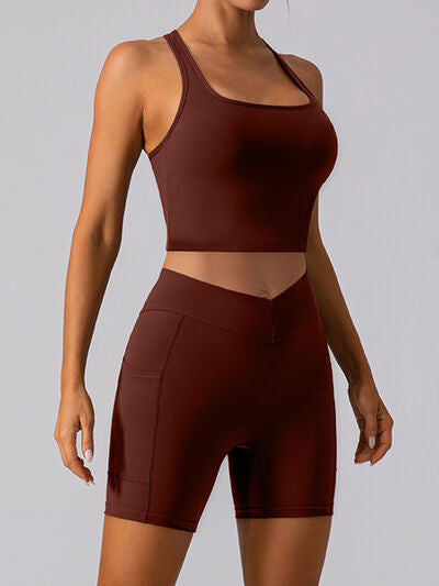 Square Neck Racerback Cropped Tank - TRENDMELO