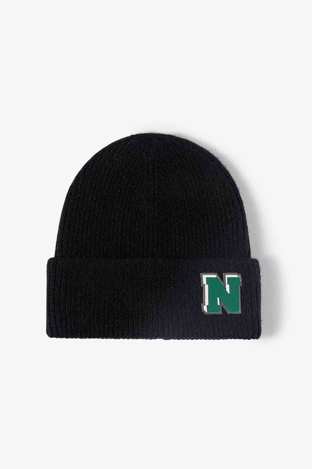 Letter N Patch Cuffed Knit Beanie - TRENDMELO