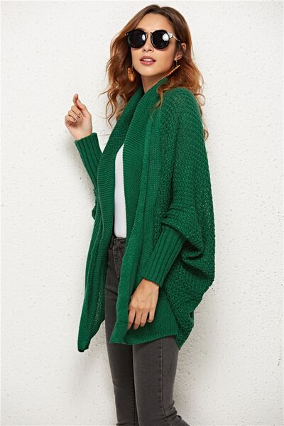 Open Front Batwing Sleeve Cardigan - TRENDMELO