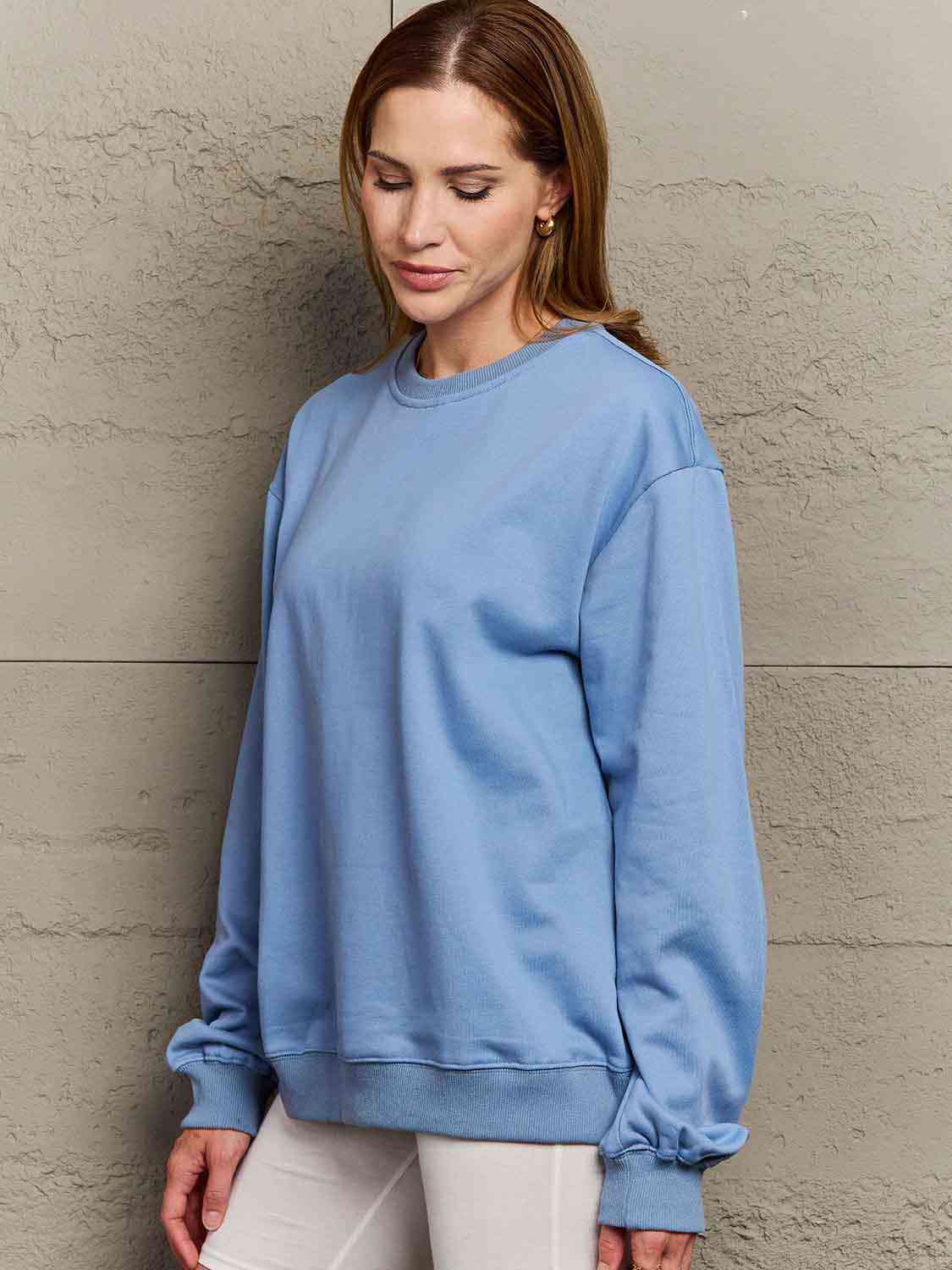 Simply Love Full Size Dropped Shoulder Sweatshirt - TRENDMELO