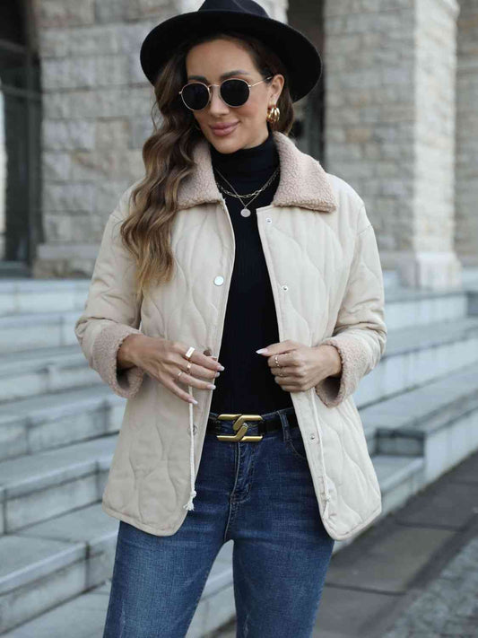 Snap Down Collared Jacket - TRENDMELO