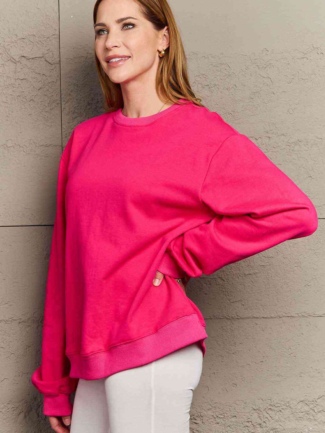 Simply Love Full Size Dropped Shoulder Sweatshirt - TRENDMELO