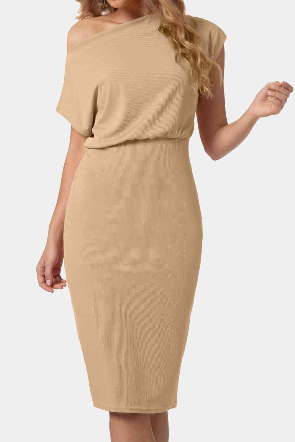 Boat Neck Short Sleeve Knee-Length Dress - TRENDMELO