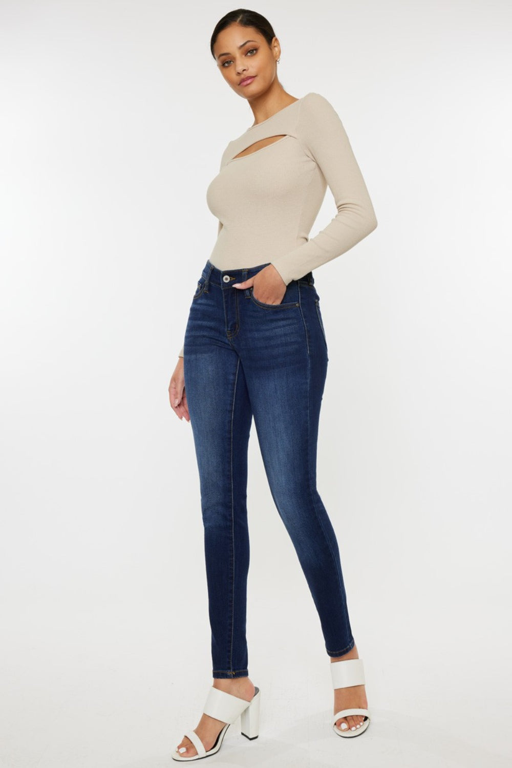 Kancan Mid Rise Gradient Skinny Jeans - TRENDMELO