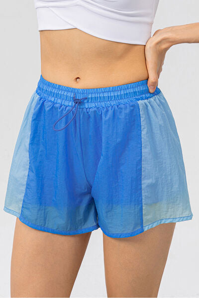 Color Block Drawstring Active Shorts - TRENDMELO