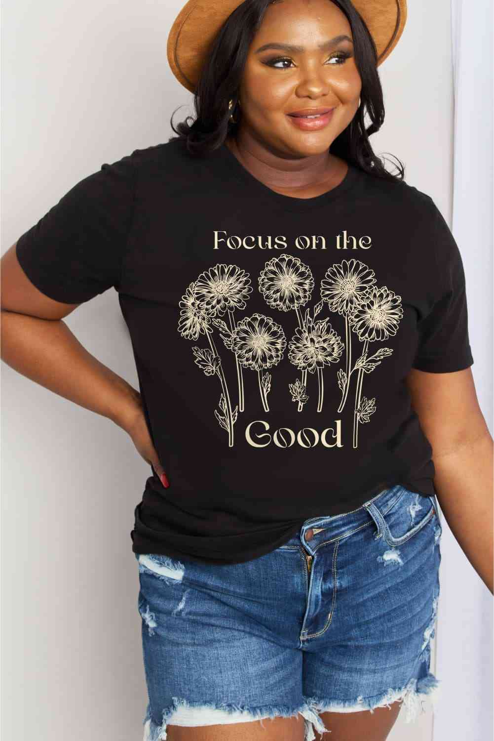Simply Love Full Size FOCUS ON THE GOOD Graphic Cotton Tee - TRENDMELO