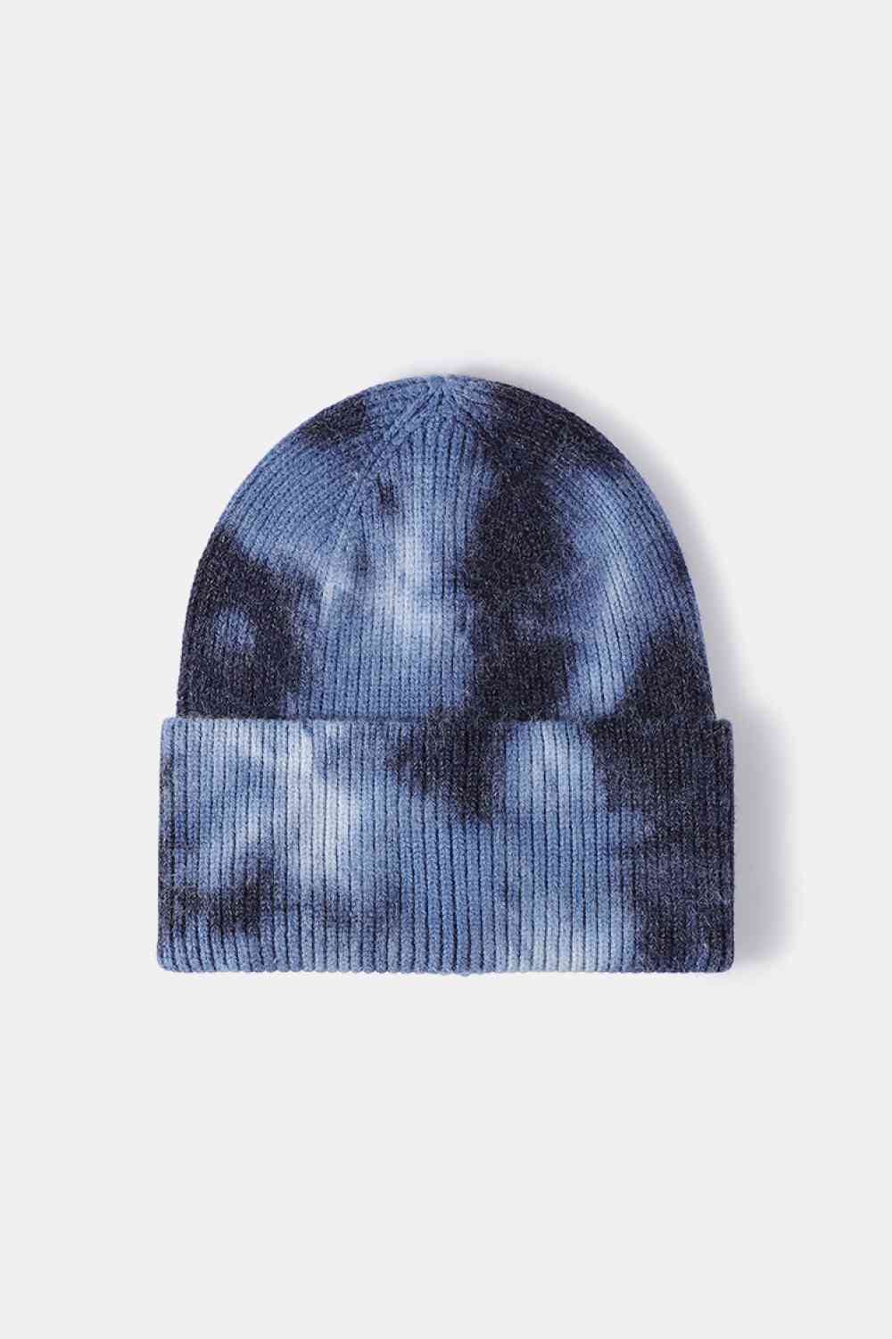 Tie-Dye Cuffed Rib-Knit Beanie Hat - TRENDMELO