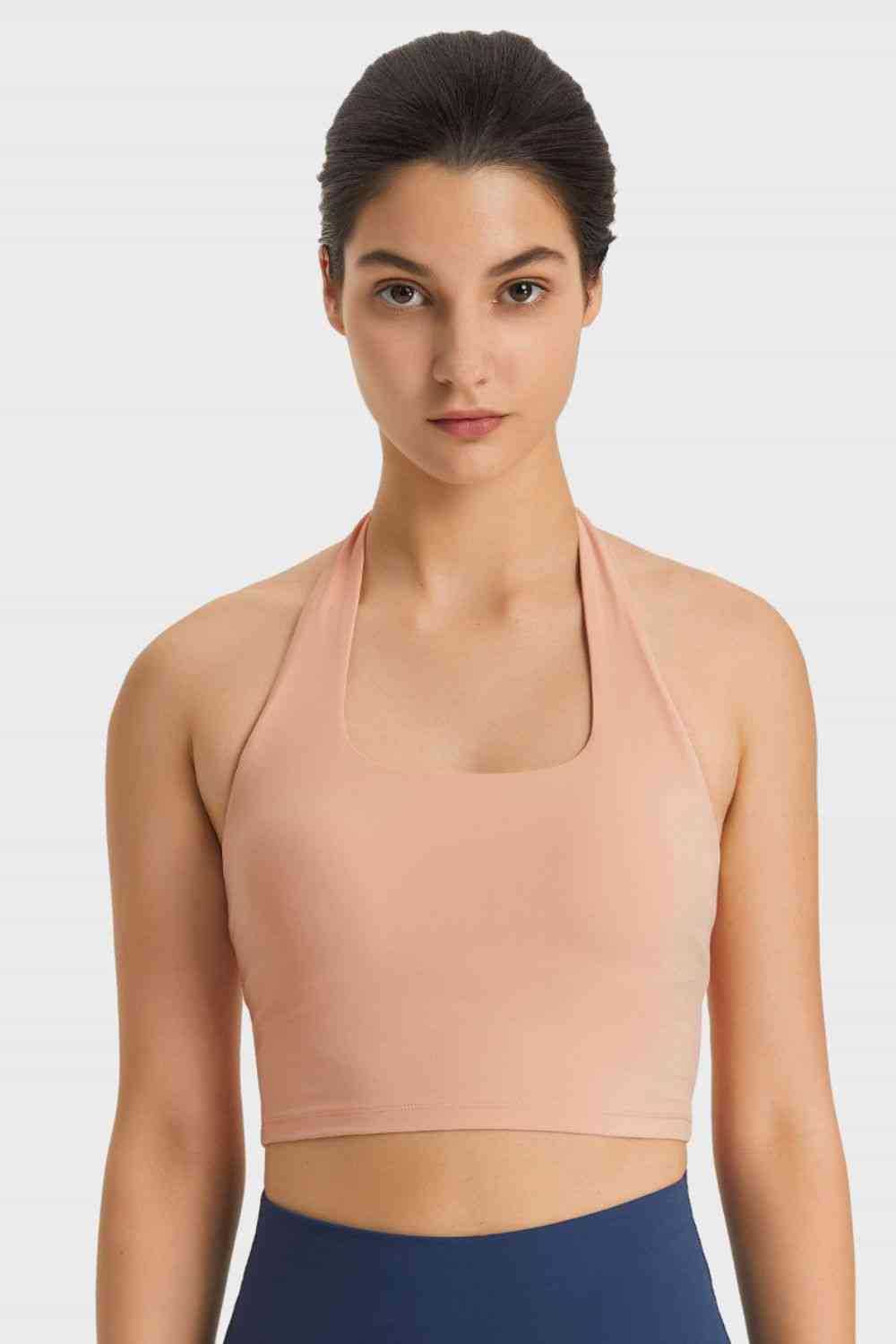 Breathable Halter Neck Sports Bra - TRENDMELO