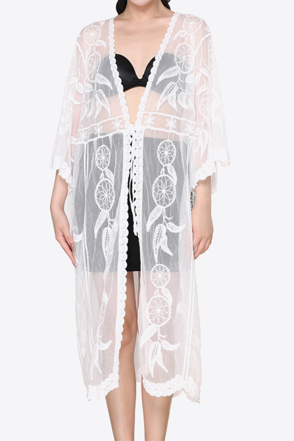 Tied Sheer Cover Up Cardigan - TRENDMELO