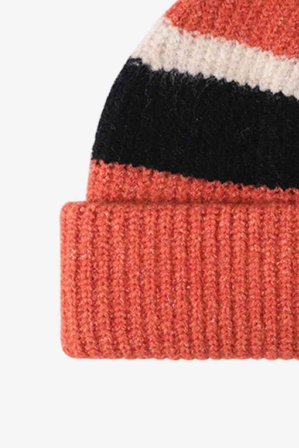 Tricolor Cuffed Knit Beanie - TRENDMELO