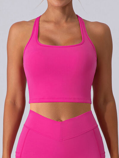 Square Neck Racerback Cropped Tank - TRENDMELO