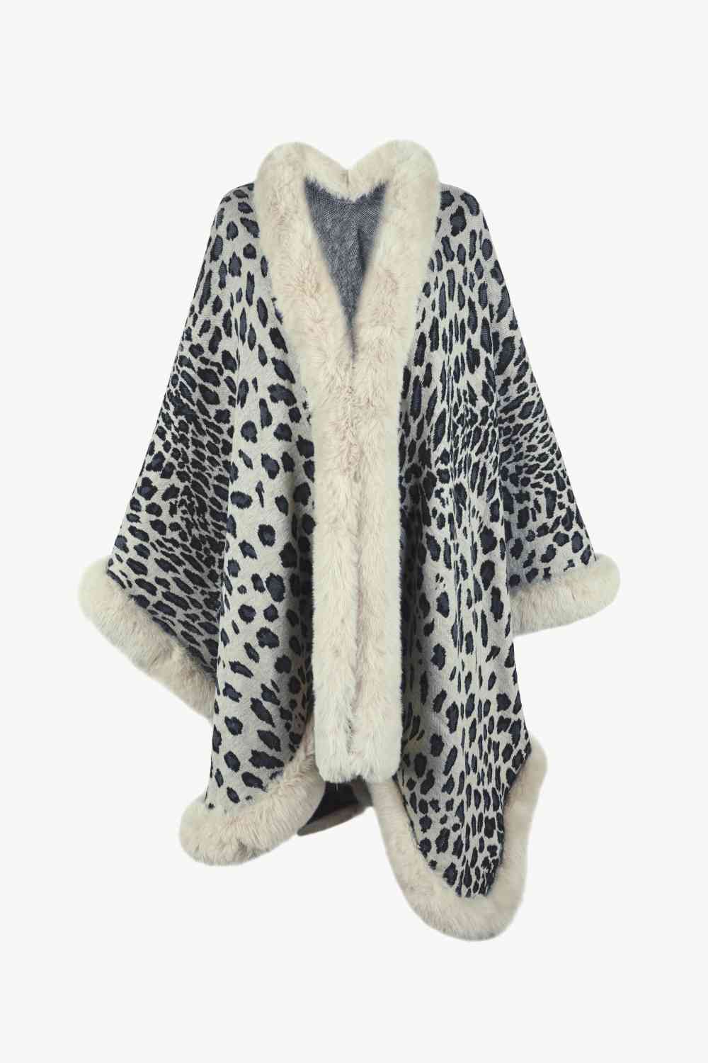 Leopard Open Front Poncho - TRENDMELO