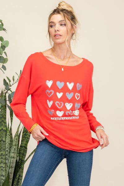 Celeste Full Size Heart Graphic Long Sleeve T-Shirt - TRENDMELO