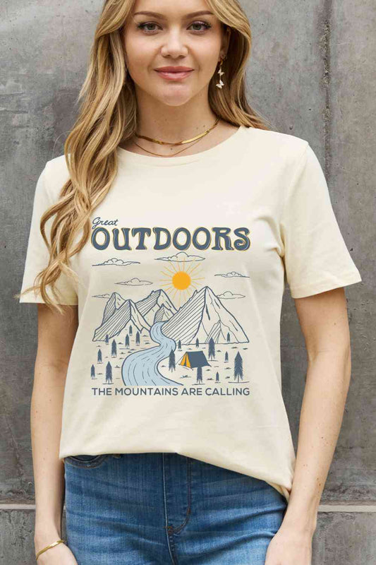 Simply Love Full Size GREAT OUTDOORS Graphic Cotton Tee - TRENDMELO