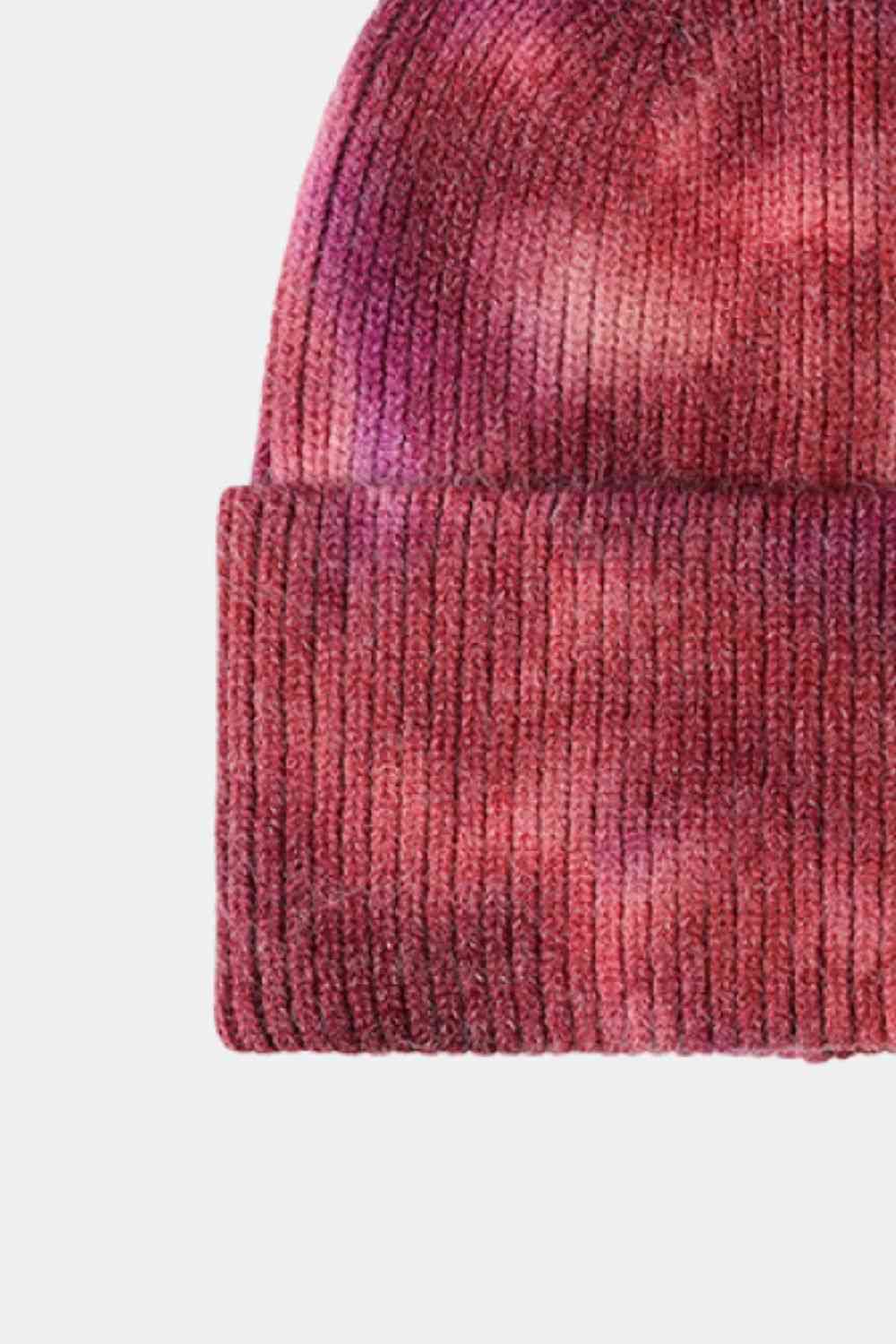 Tie-Dye Cuffed Rib-Knit Beanie Hat - TRENDMELO