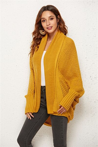 Open Front Batwing Sleeve Cardigan - TRENDMELO