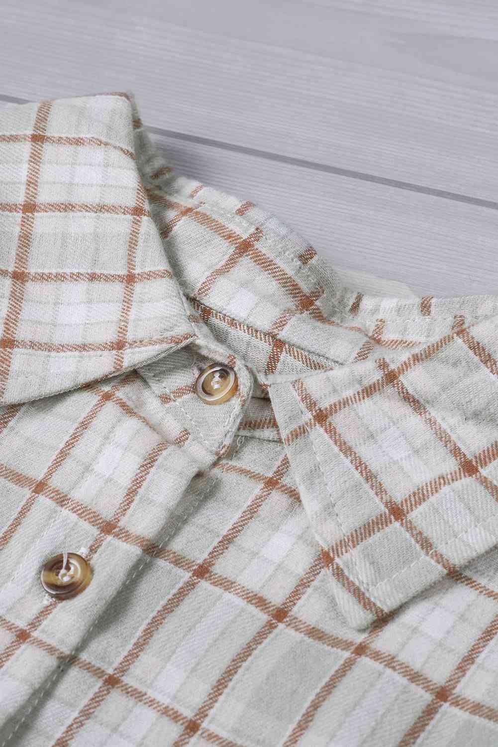 Plaid Contrast Button Front Shirt - TRENDMELO