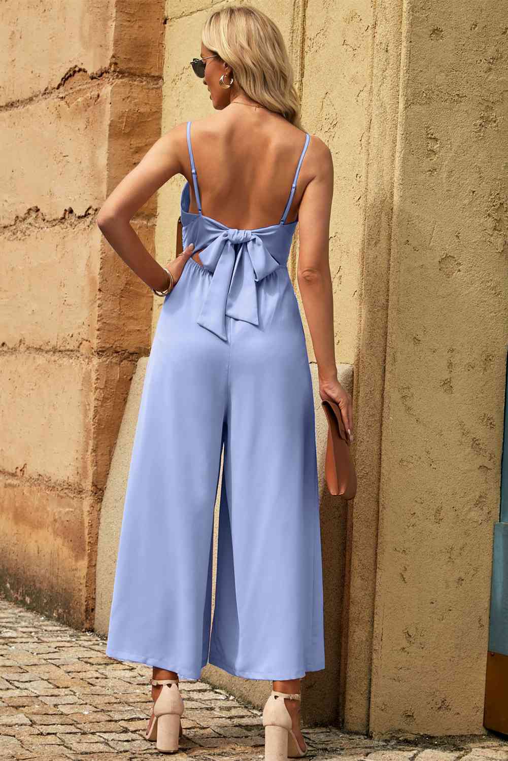 Spaghetti Strap Tied Seam Detail Jumpsuit - TRENDMELO