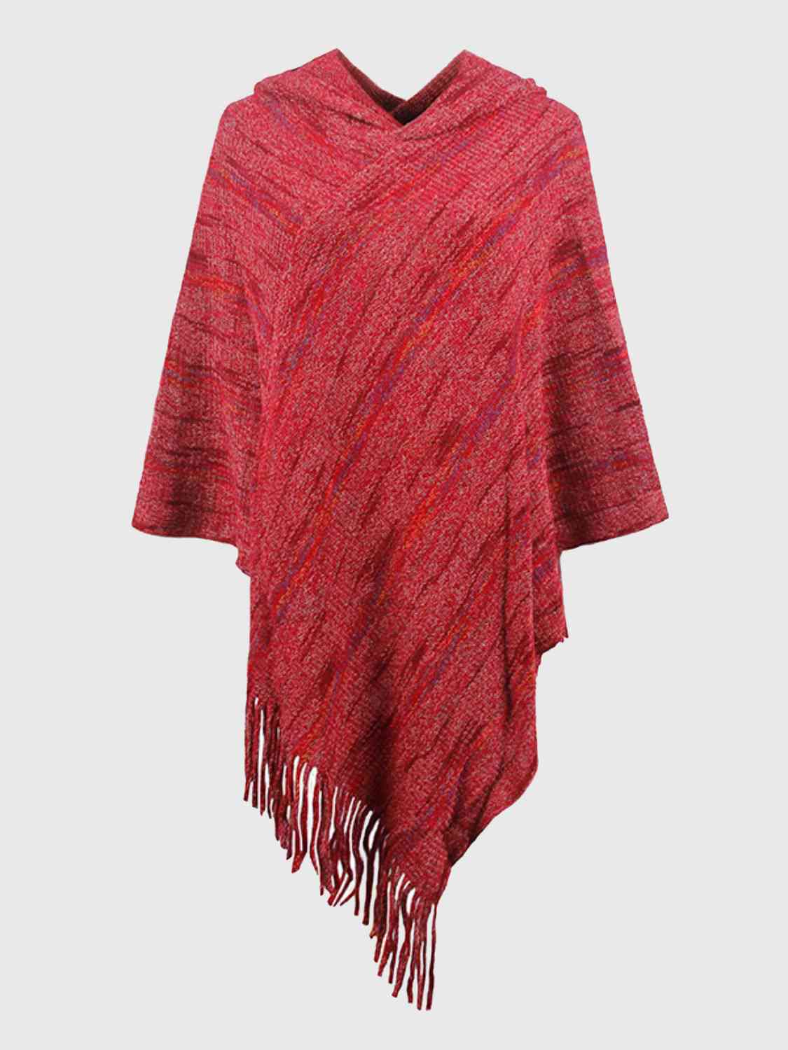 Fringe Hem Hooded Poncho - TRENDMELO