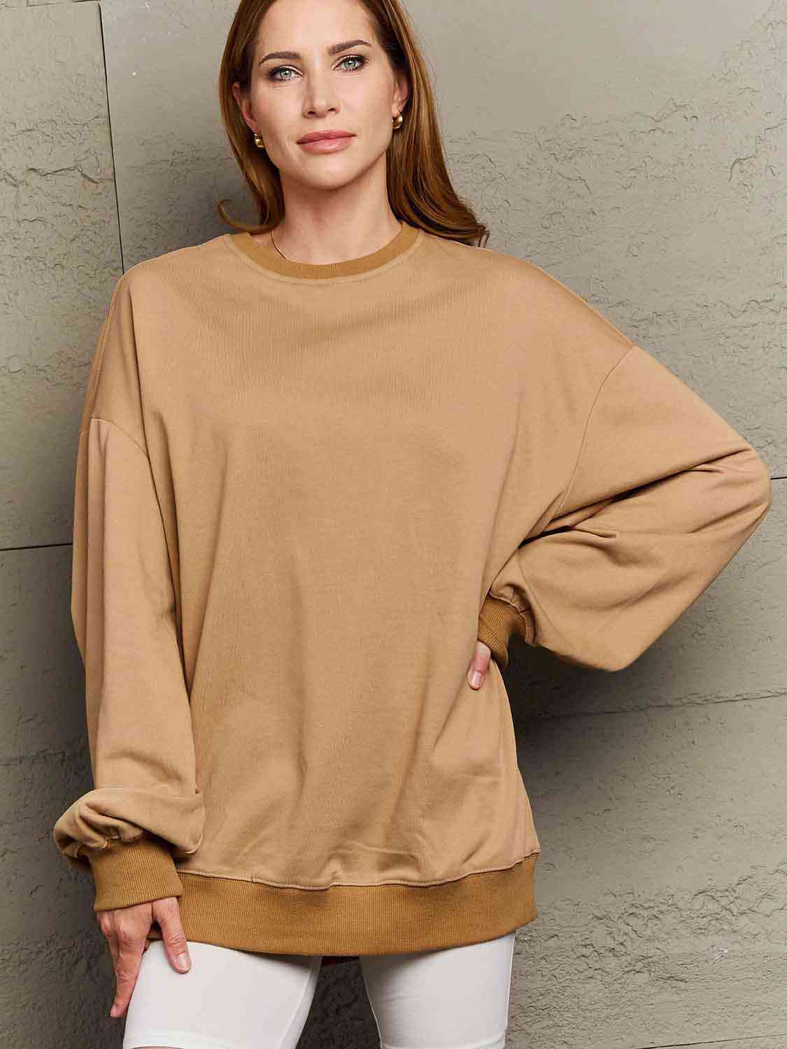 Simply Love Full Size Dropped Shoulder Sweatshirt - TRENDMELO