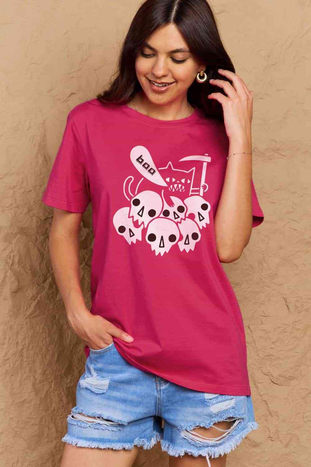 Simply Love Full Size Graphic BOO Cotton T-Shirt - TRENDMELO