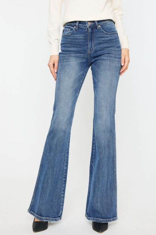 Kancan Cat's Whiskers High Waist Flare Jeans - TRENDMELO