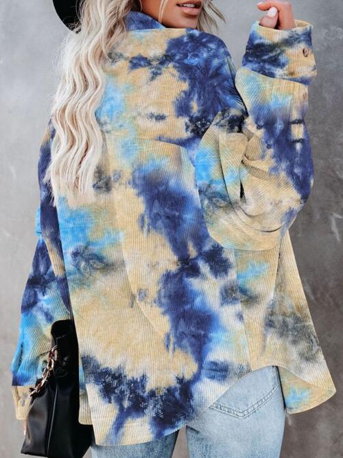 Tie-Dye Button Up Collared Neck Shirt - TRENDMELO