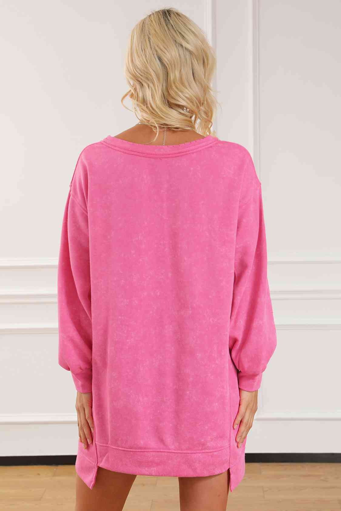 Exposed Seams Long Sleeve Sweatshirt - TRENDMELO