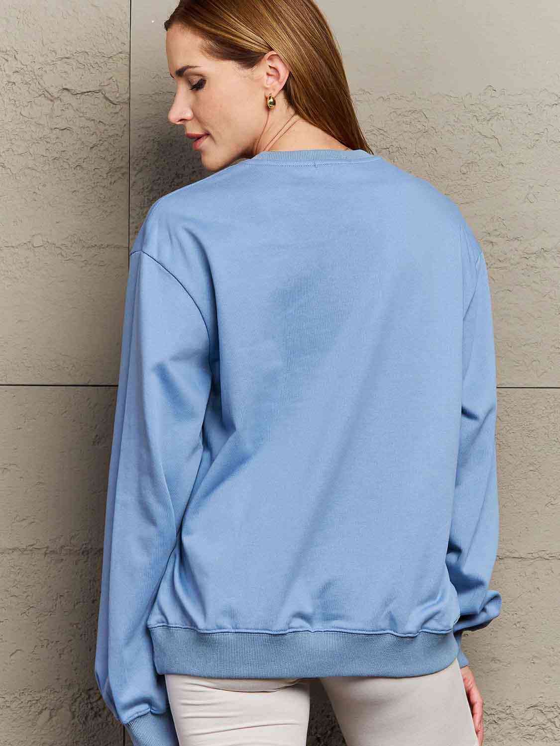 Simply Love Full Size Dropped Shoulder Sweatshirt - TRENDMELO