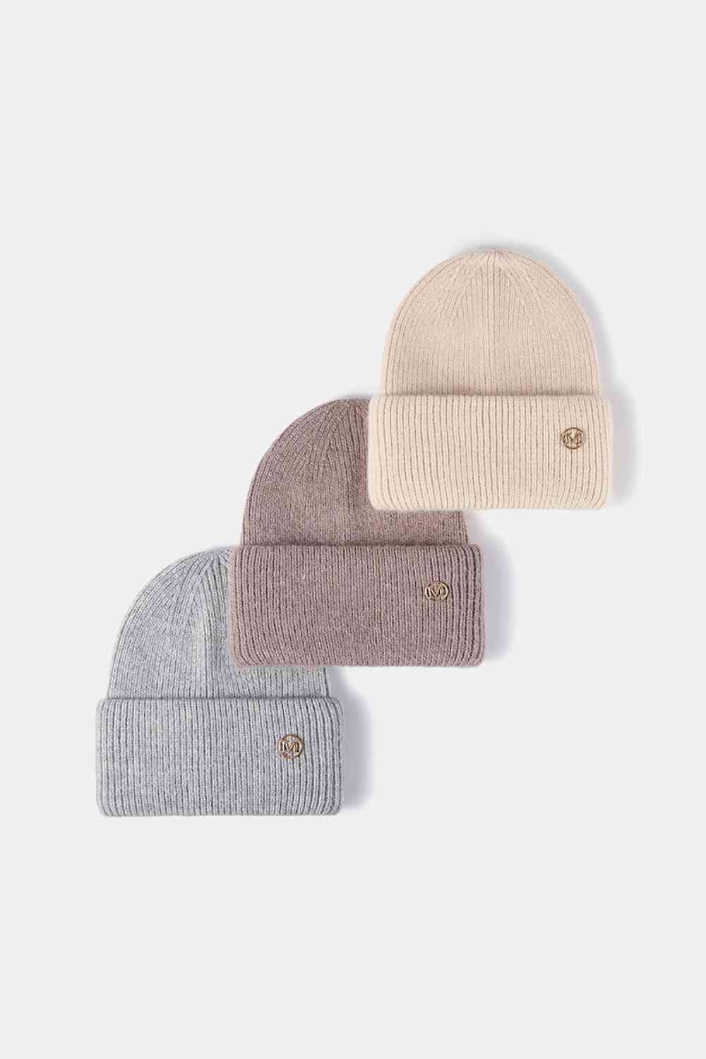 M Rib-Knit Cuff Beanie - TRENDMELO