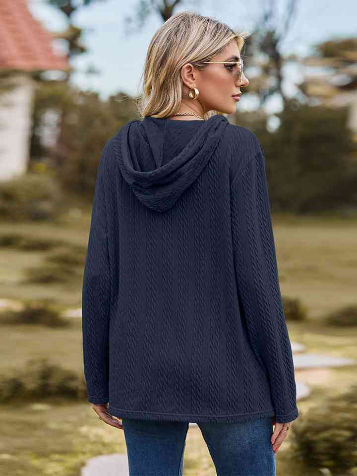 Cable-Knit Hooded Blouse - TRENDMELO