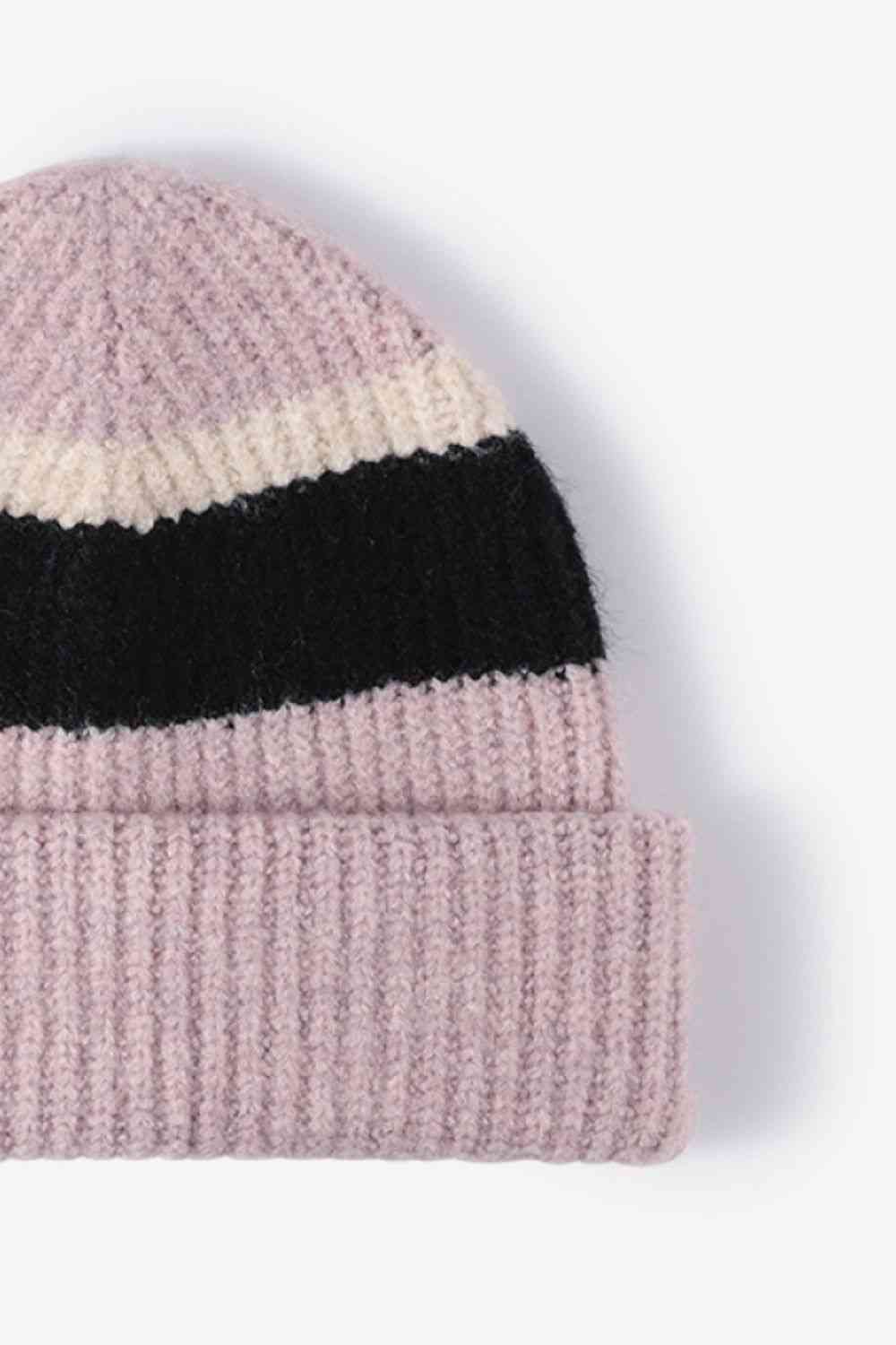 Tricolor Cuffed Knit Beanie - TRENDMELO