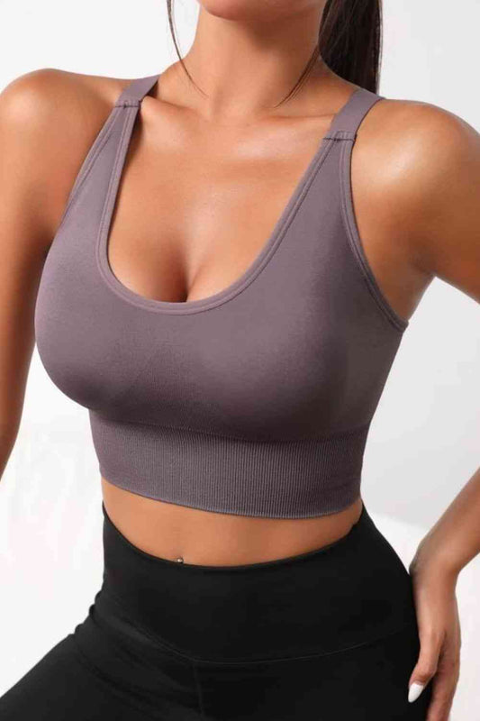 Scoop Neck Long Active Bra - TRENDMELO