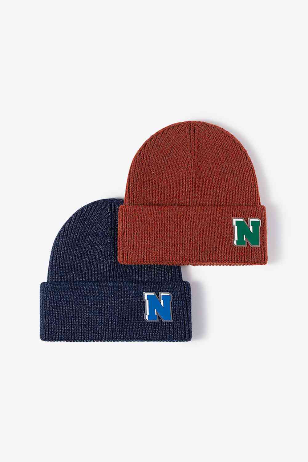 Letter N Patch Cuffed Knit Beanie - TRENDMELO