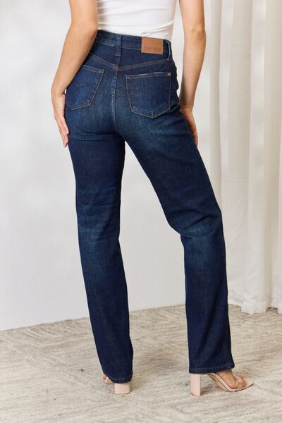 Judy Blue Full Size Button-Fly Straight Jeans - TRENDMELO